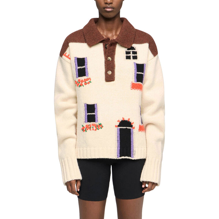 House Intarsia Polo Sweater image number null