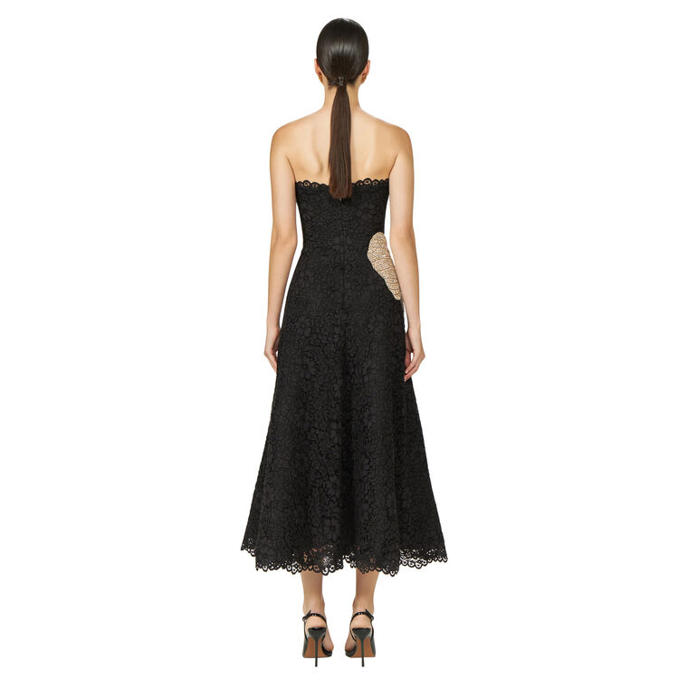 Hallis Cotton Corded Lace Strapless A-Line Midi Dress image number null