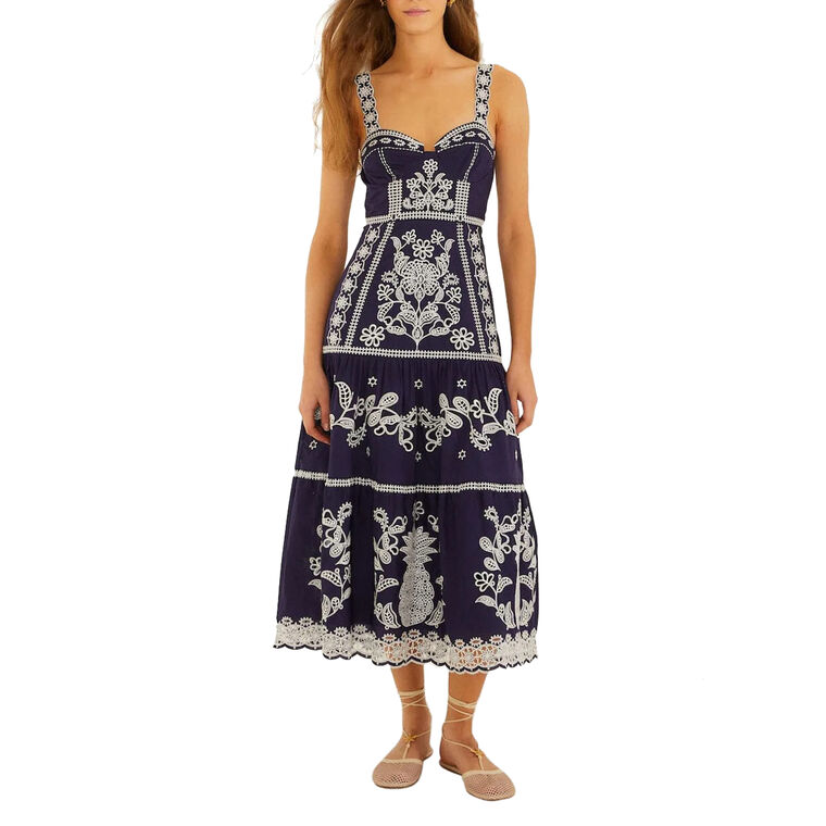 Richelieu Embroidered Organic Cotton Midi Dress image number null