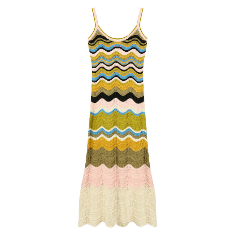 Chevron Sleeveless Knit Midi Sundress image number null