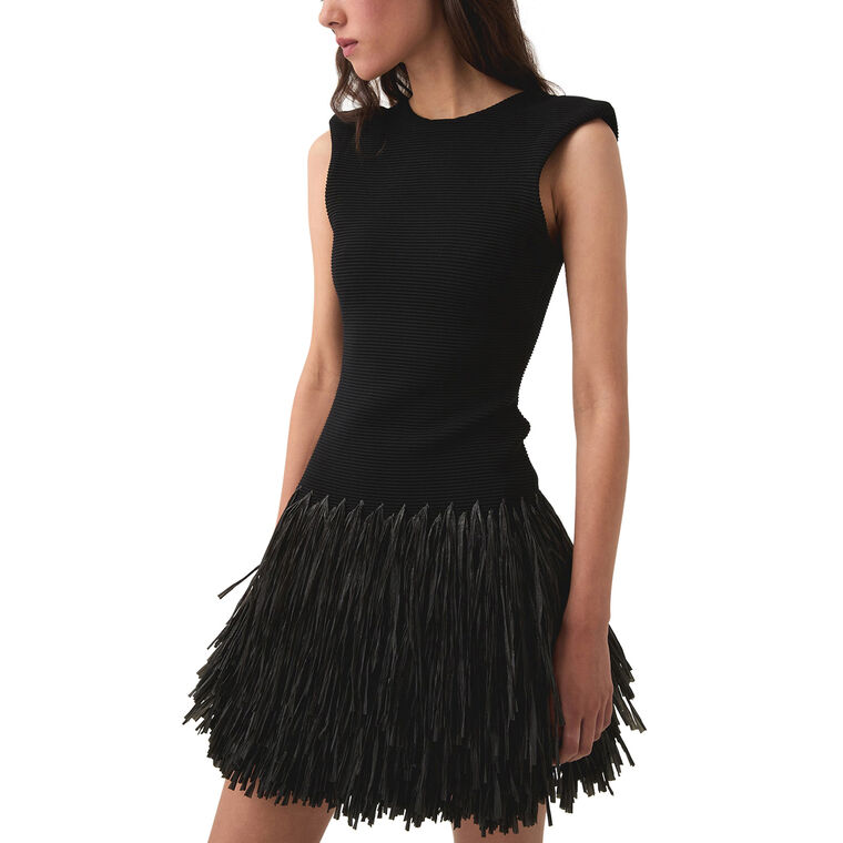 Rushes Raffia Knit Mini Dress image number null