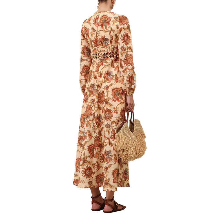 Aster Long Sleeve Linen Midi Dress image number null