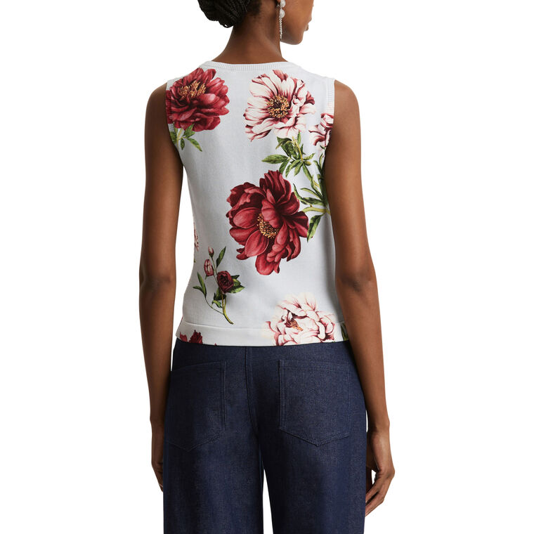 Sleeveless Peony Printed Tank image number null
