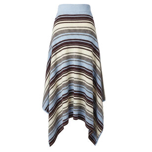 Striped Jacquard Asymmetrical Hem Midi Skirt