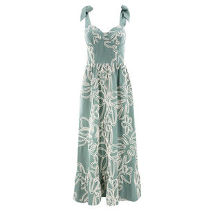 Embroidered Linen Lace Midi Dress