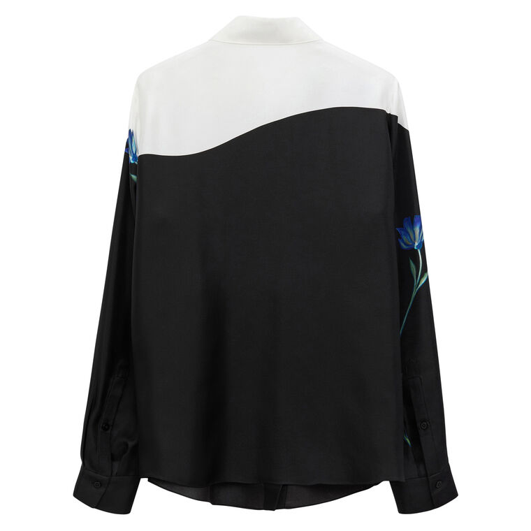 Seductive Bloom Print Long Sleeve Silk Blouse image number null
