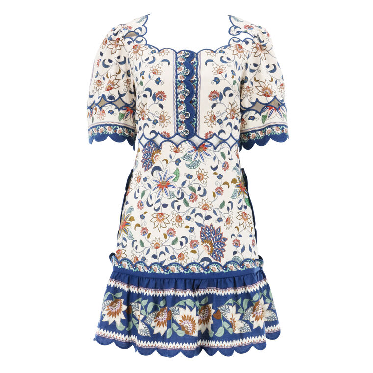 Tapestry Scallop Cut-Out Mini Dress image number null