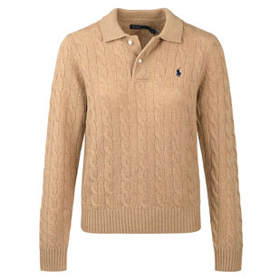 Collared Cable-Knit Wool-Cashmere Polo Sweater