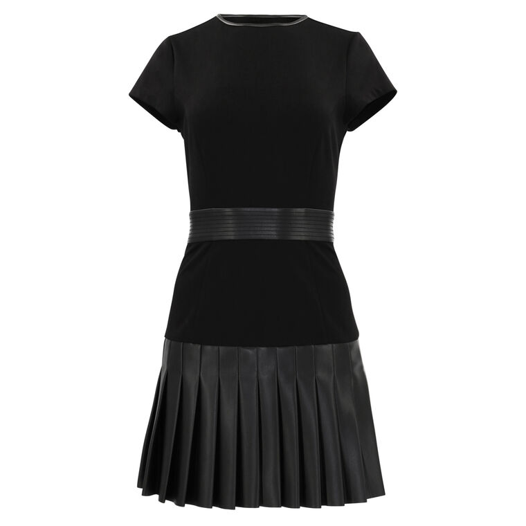 Steph Vegan Leather Mixed Media Dress image number null