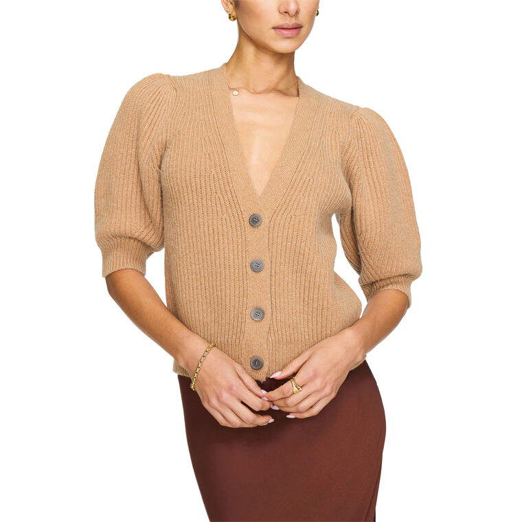 The Jude Short Puff Sleeve Cardigan image number null