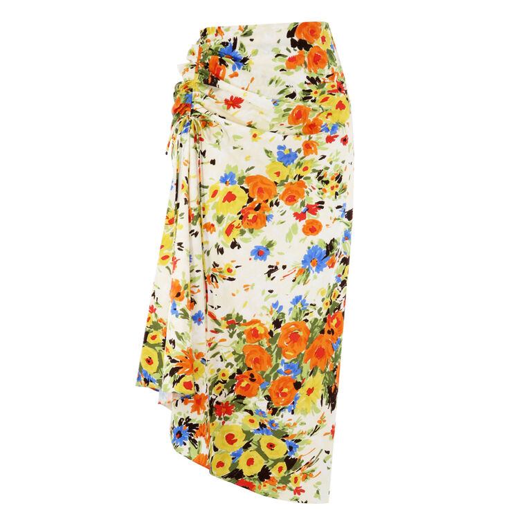 Naomi Cotton Floral Midi Skirt image number null