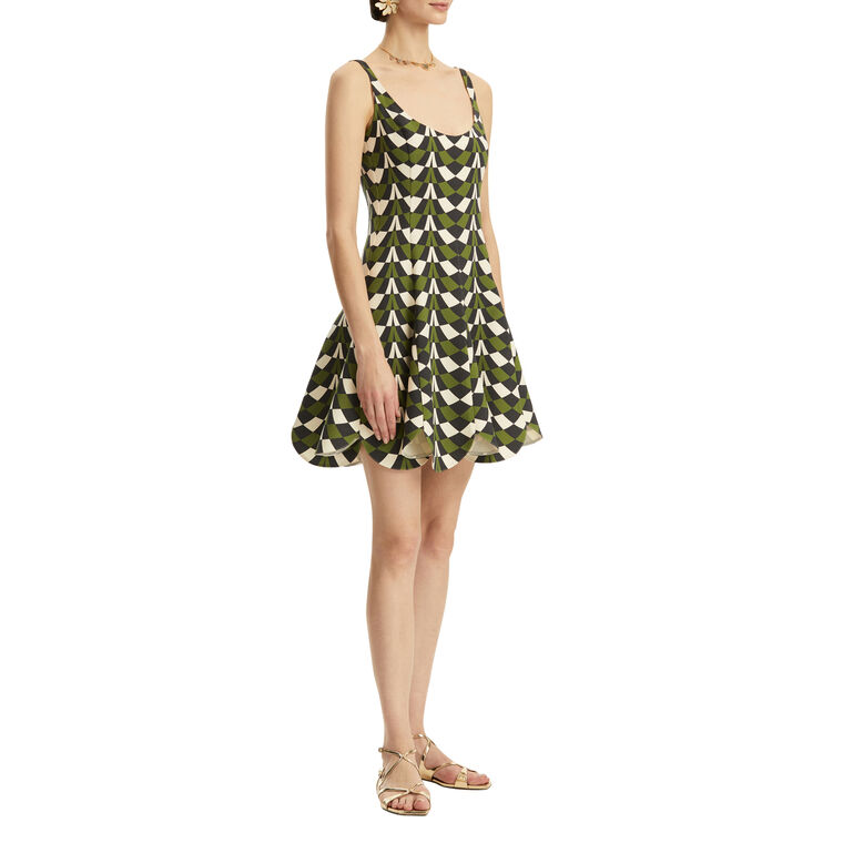Sleeveless Scoop Neck Geometric Stretch Mini Dress image number null