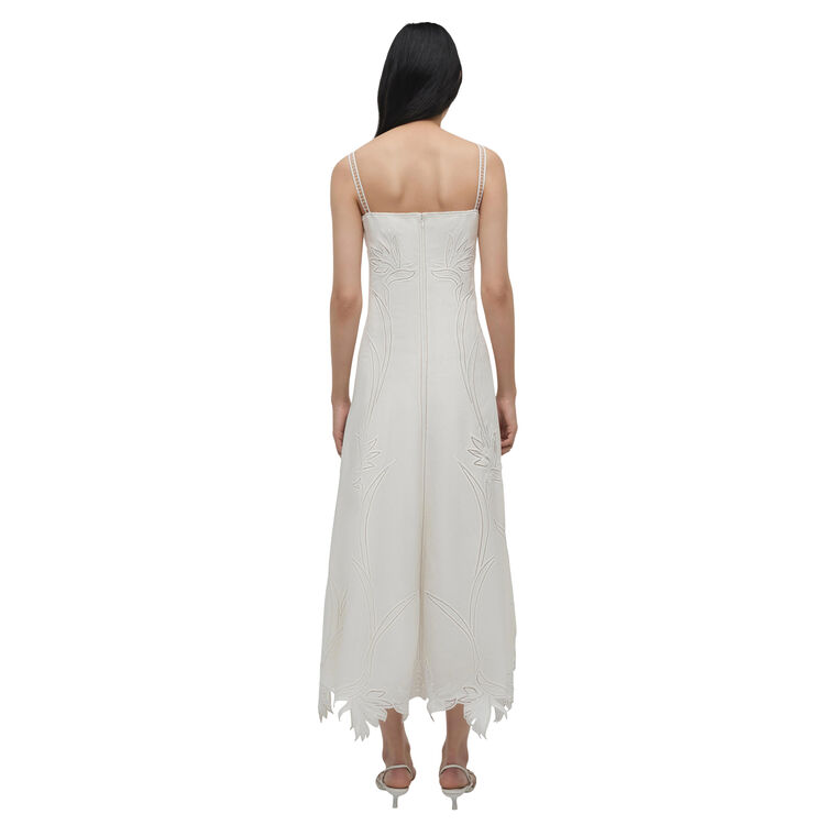 Ellery Sleeveless Embroidered Bustier Midi Dress image number null