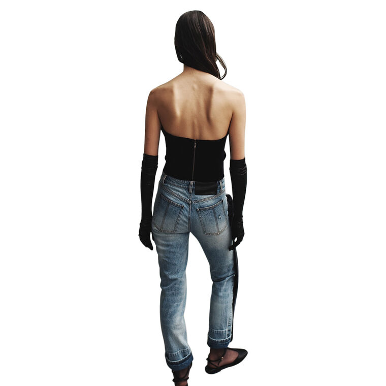 Arin Slim Cuff Jeans With Velvet Bustle image number null