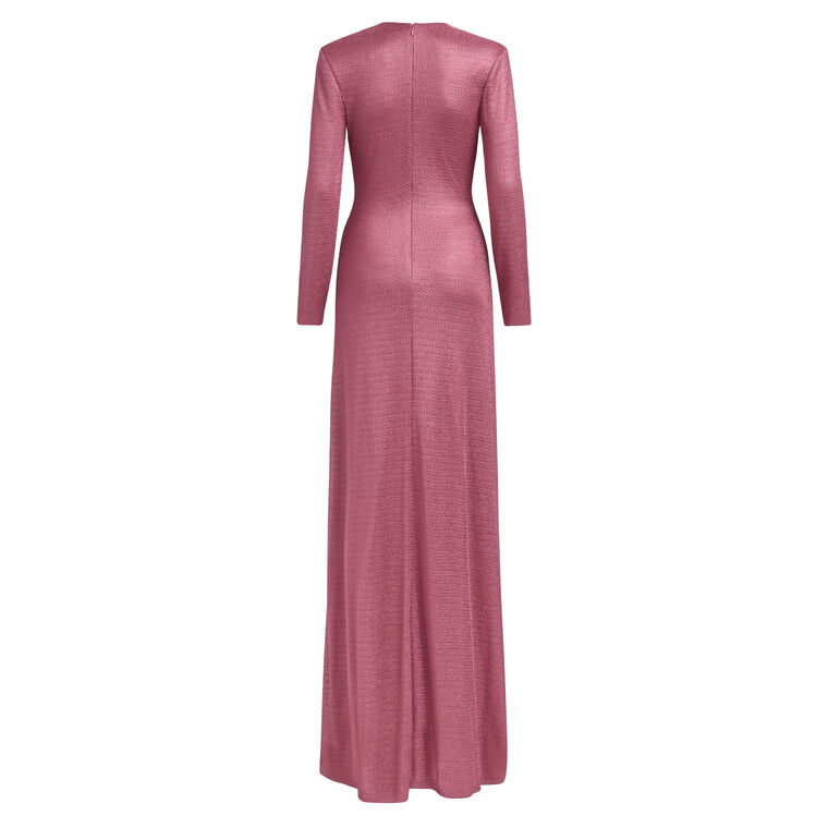 Aurora Metallic Knit Full Length Long Sleeve Gown image number null