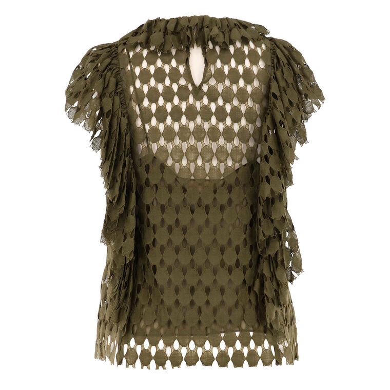 Daevy Cap Sleeve Cutout Ruffle Top image number null