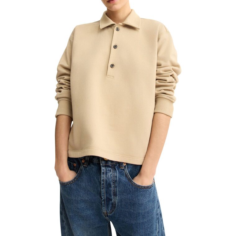 Elliot Long Sleeve Terry Cloth Polo Pullover image number null