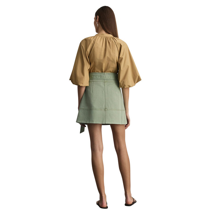 Courtney Belted A-Line Denim Mini Skirt image number null