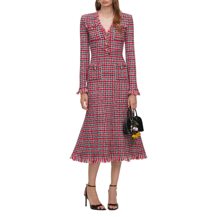 Frayed Knit Midi Dress image number null