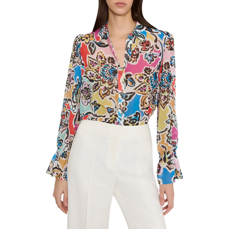 Lacey Rainbow Oasis Long Sleeve Blouse image number null