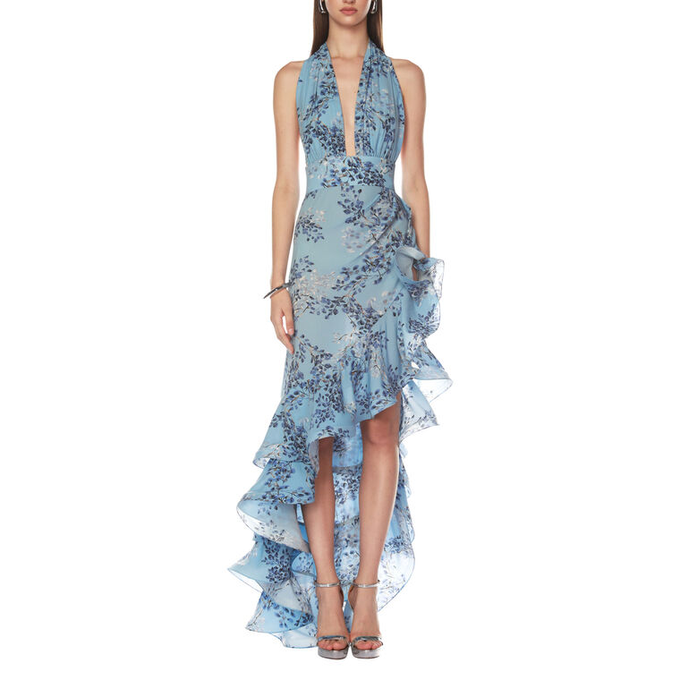 Bronte Floral-Print Ruffle Halter Maxi Dress image number null