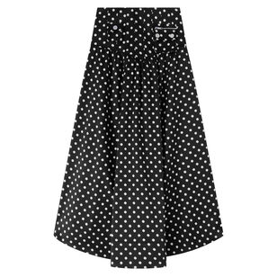 Polka-Dot Double Satin Corset Midi Skirt