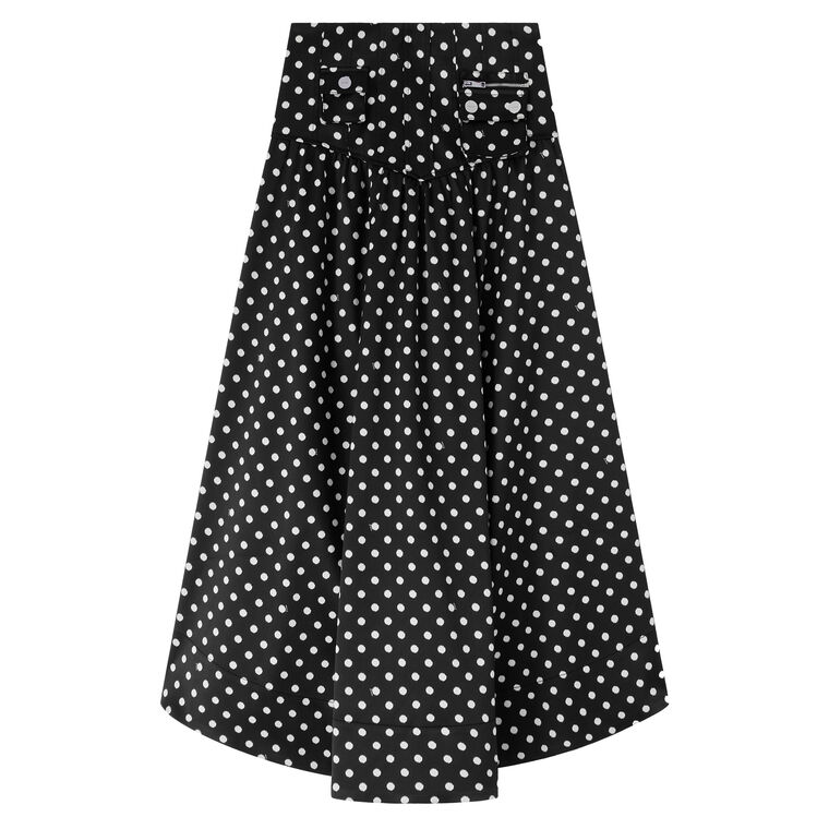 Polka-Dot Double Satin Corset Midi Skirt image number null