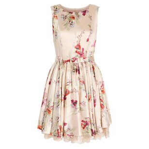 Caelia Iris Bouquet Sleeveless Belted Mini Dress