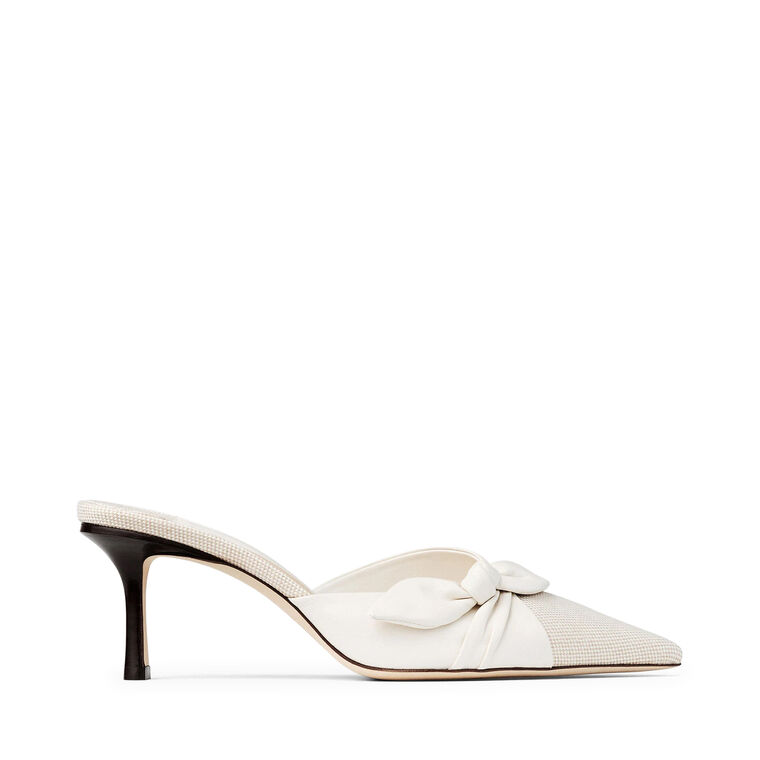 Livi 65mm Flecked Canvas Mule With Leather Bow image number null