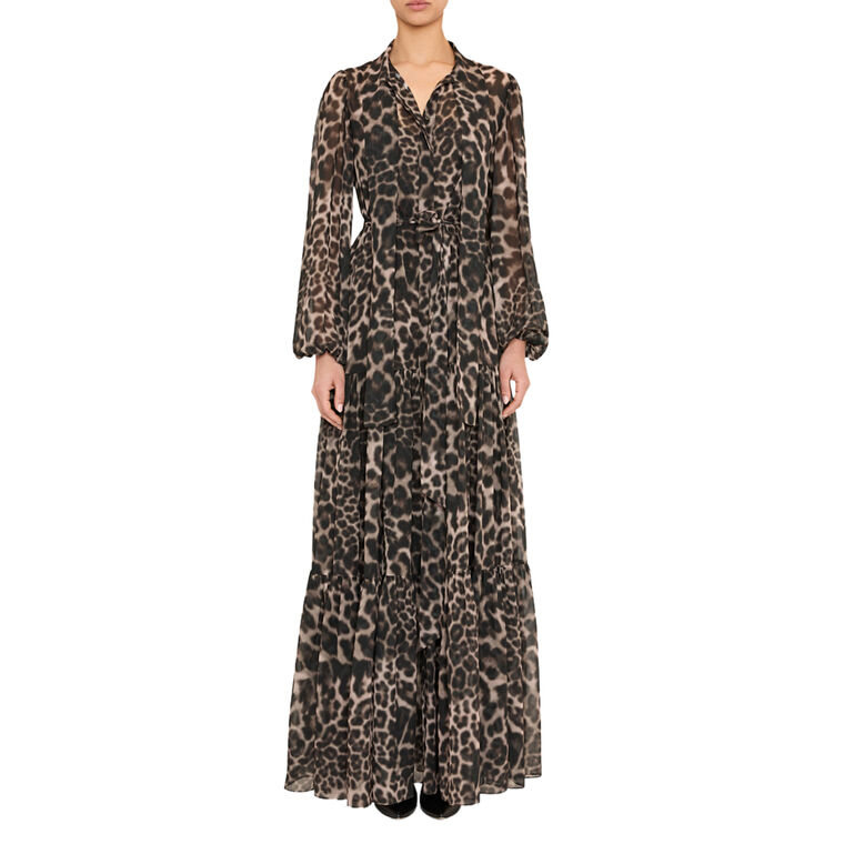 Baird Tiered Animal-Print Maxi Dress image number null