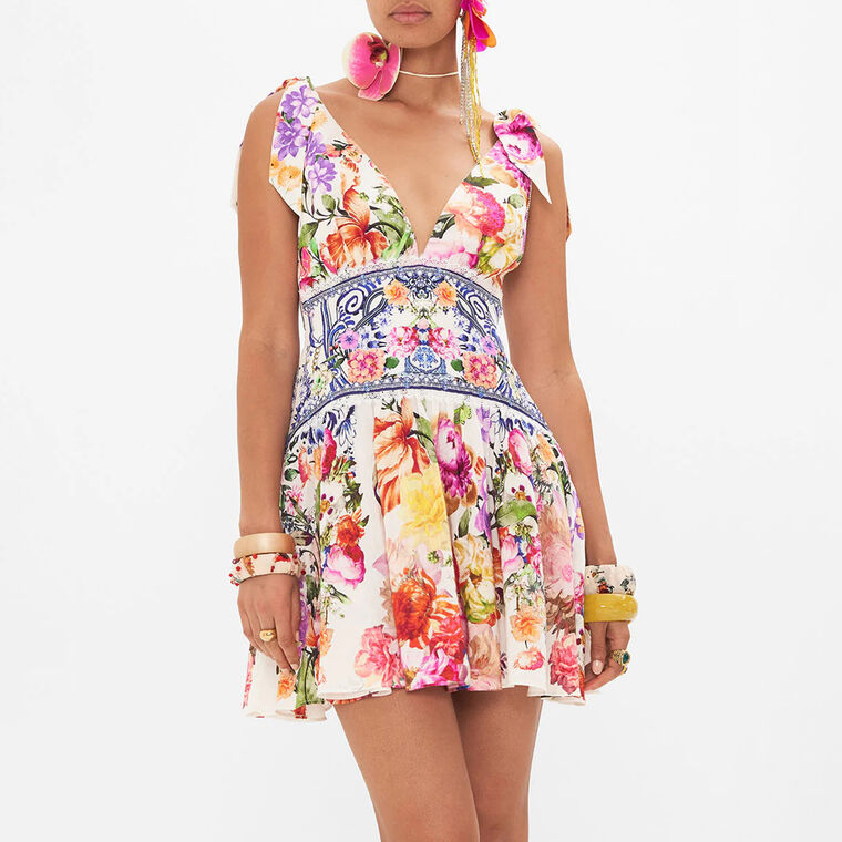 Tie Shoulder Short Dress image number null
