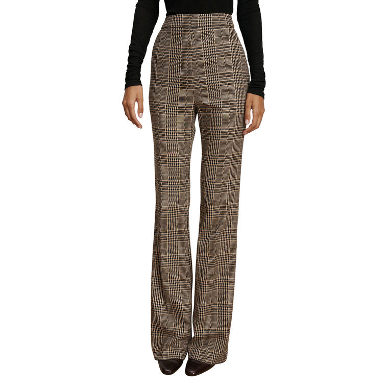 Gracie Houndstooth High-Waisted Flared Pant image number null