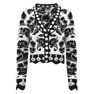 Floral Arabesque Print Long Sleeve Knit Top