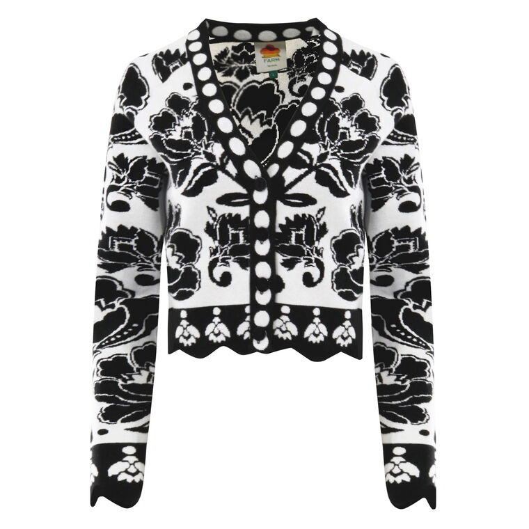 Floral Arabesque Print Long Sleeve Knit Top image number null