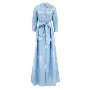 Metallic Jacquard Shirt Waist Gown