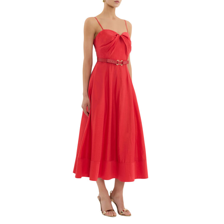 Pasteque Sleeveless Belted Midi Dress image number null