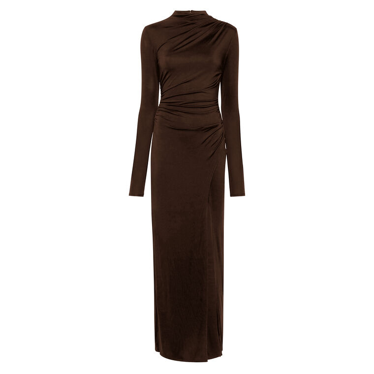 Jersey Draped Long Sleeve Gown image number null