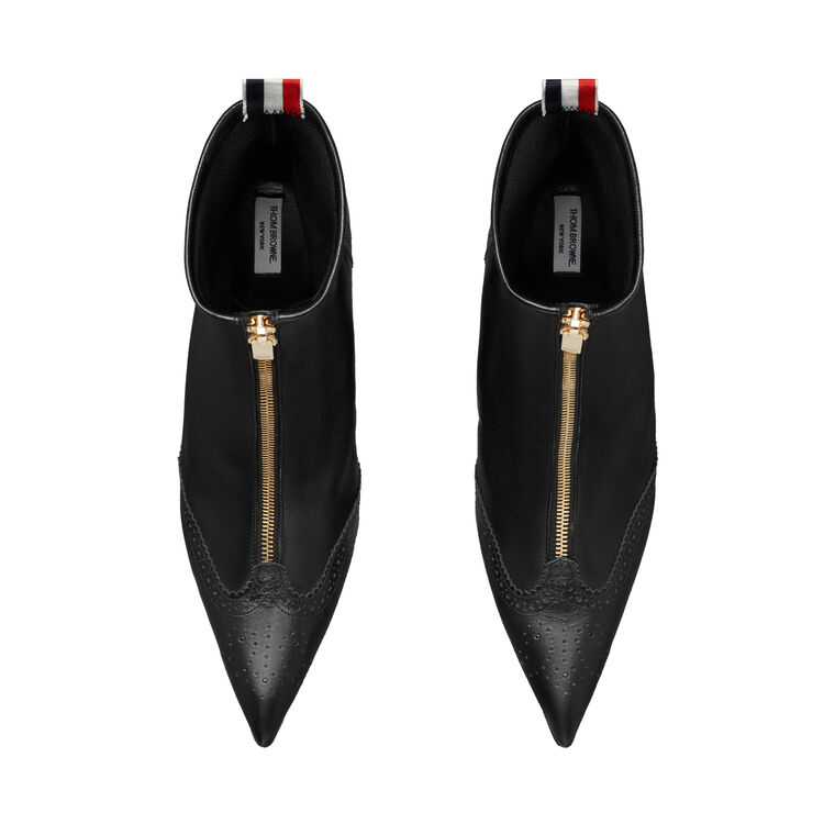 90mm Leather Wingtip Bootie With Curved Heel image number null