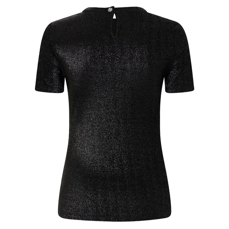 Asymmetric Short-Sleeve Stretch-Lurex Top image number null