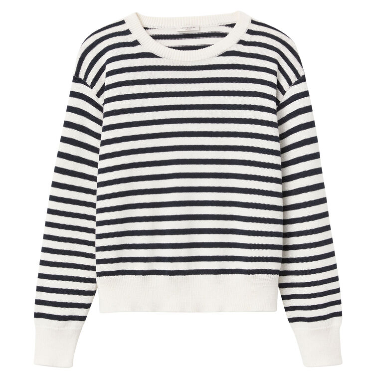 Long Sleeve Stripe Crewneck Sweater image number null