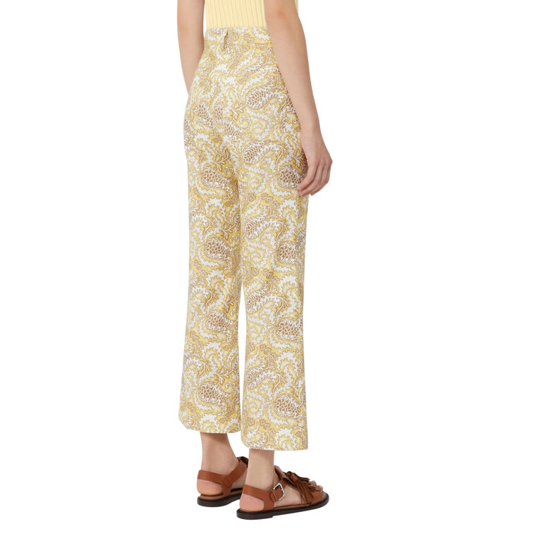 Donde Printed Basketweave Cotton Cropped Trousers image number null