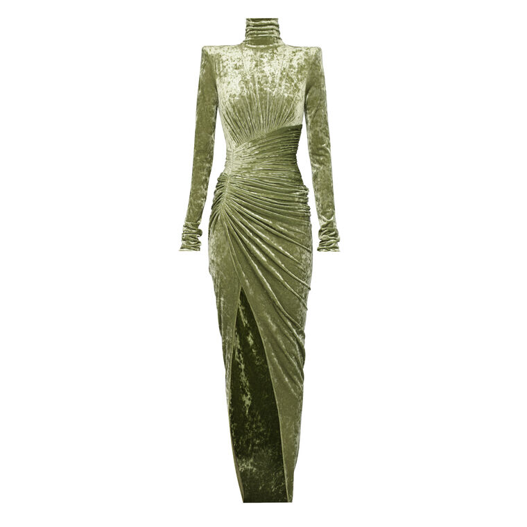 Velvet Turtleneck Maxi Dress image number null