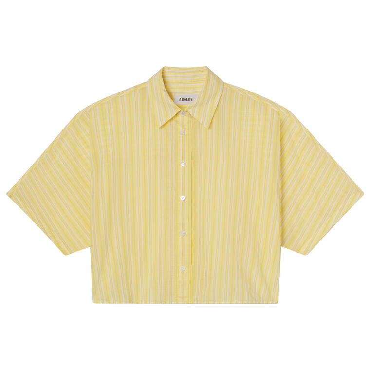 Merrin Short Sleeve Striped Button-Up Shirt image number null