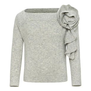 Odin Long Sleeve Corsage Detail Asymmetrical Sweater