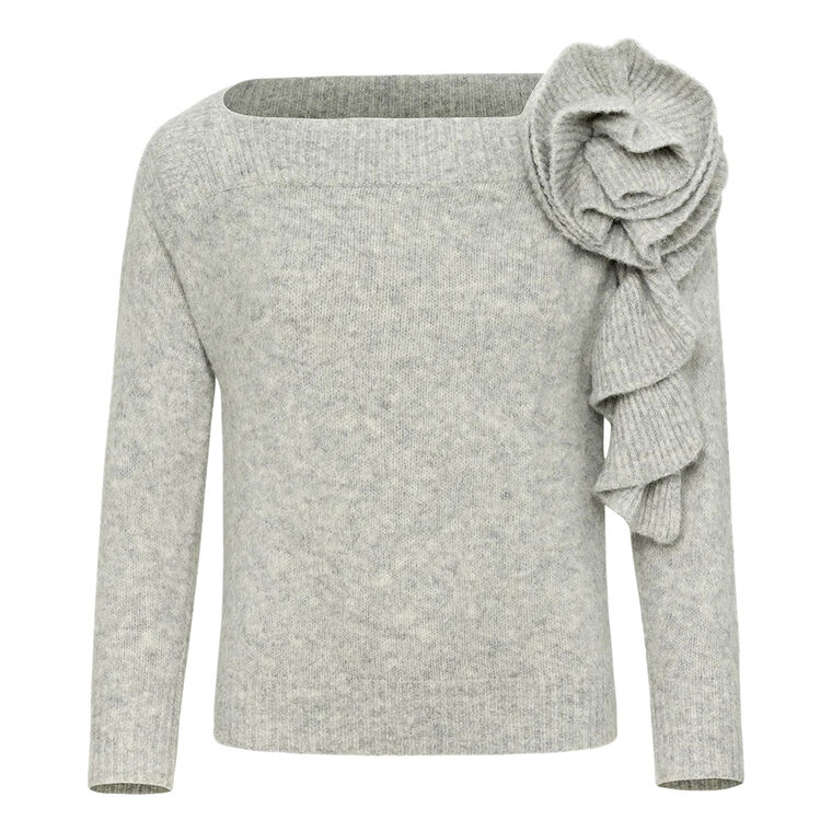 Odin Long Sleeve Corsage Detail Asymmetrical Sweater image number null