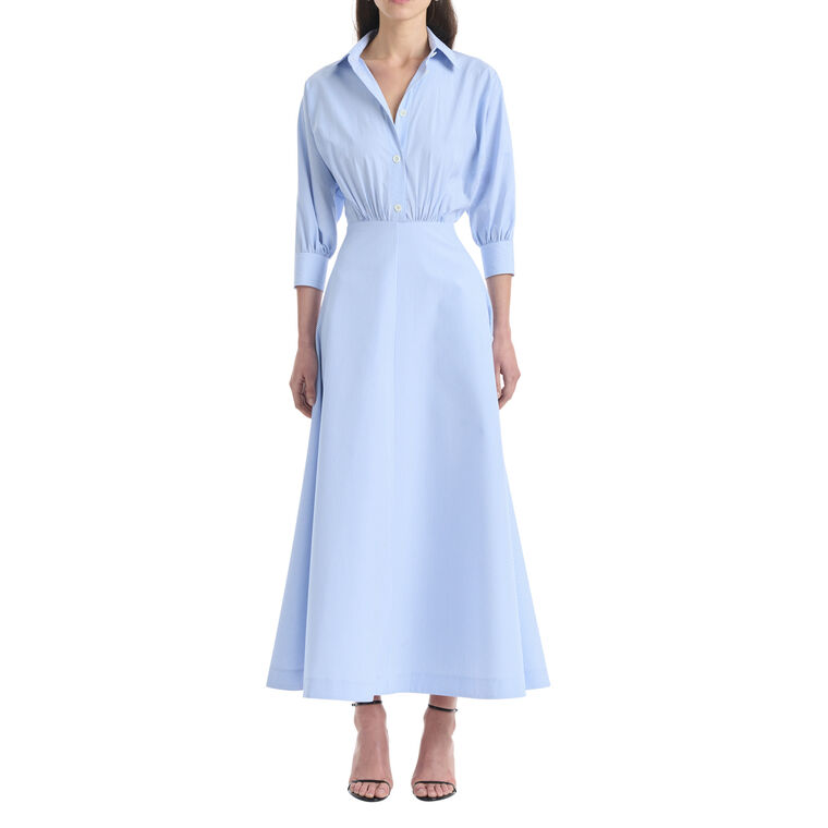 Eleanor 3/4 Sleeve Point Collar Midi Dress image number null