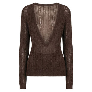 Zula Long Sleeve Sheer Knit Top