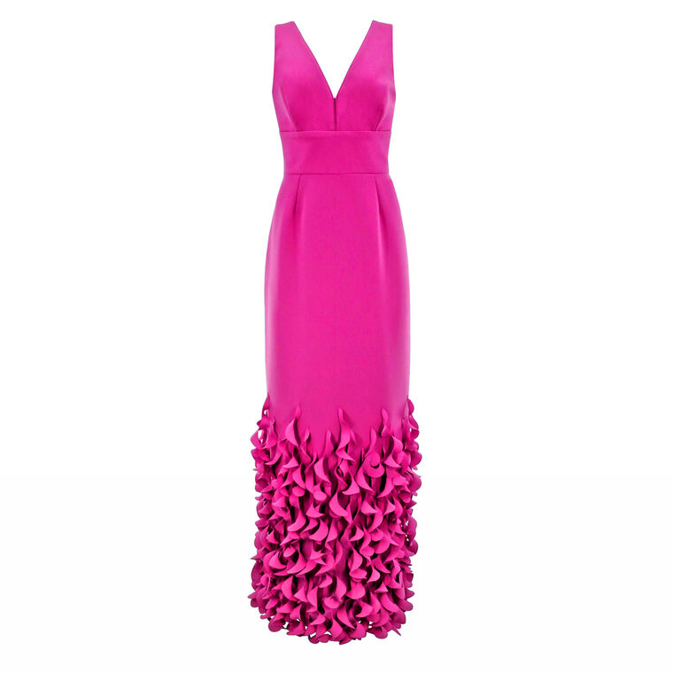 V-Neck Gown With Spiral Hem image number null