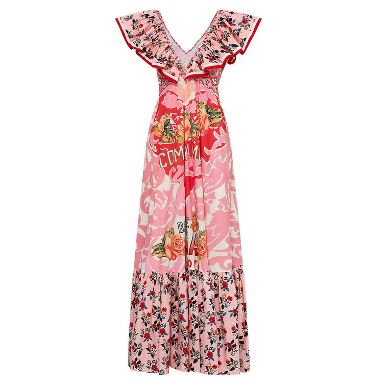 Frill Neck Maxi Dress With Hardware image number null