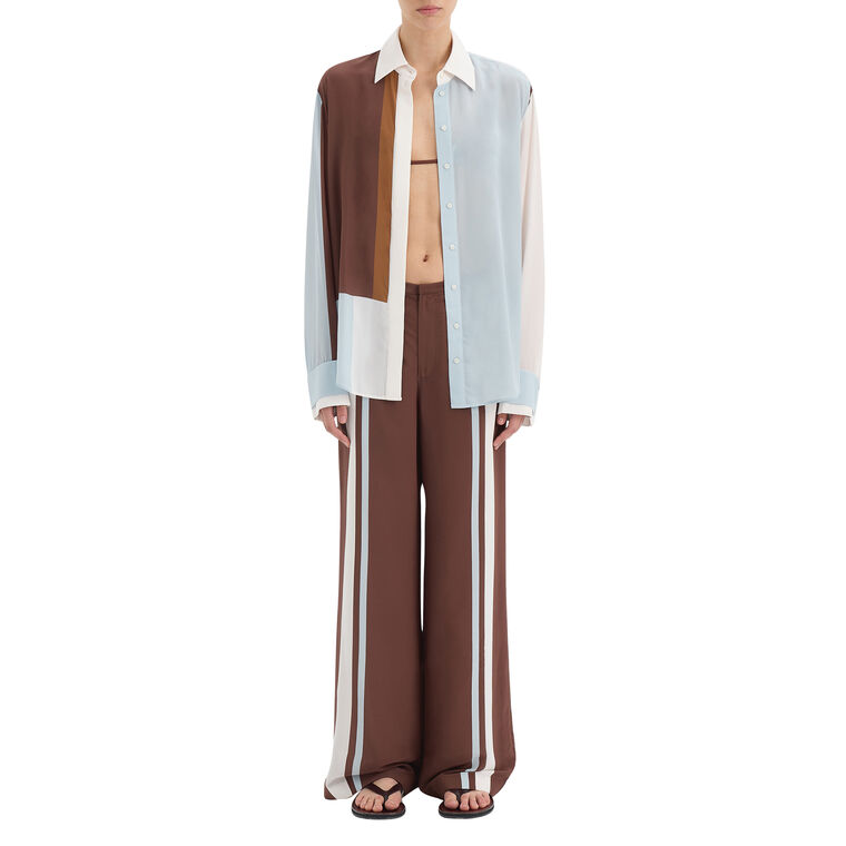 Marais Long Sleeve Button-Down Silk Shirt image number null